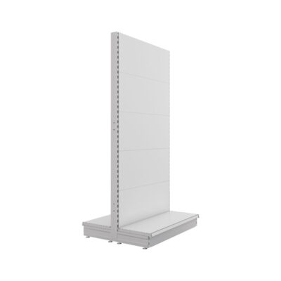 S-Mart 1000L x 2100H Double-Sided Gondola Shelving Bay with Plain Back Panels in White