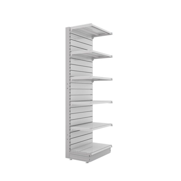 S-Mart 600L x 2100H Single-Sided Gondola Shelving Bay with Slatwall Back Panels - Image 2