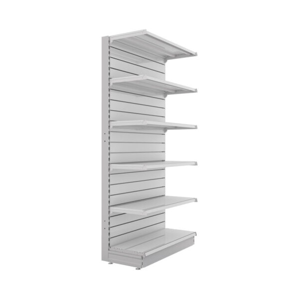 S-Mart 1000L x 2100H Single-Sided Gondola Shelving Bay with Slatwall Back Panels - Image 2