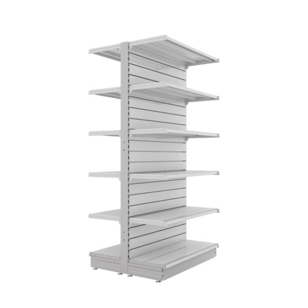 S-Mart 1000L x 2100H Double-Sided Gondola Shelving Bay with Slatwall Back Panels - Image 2