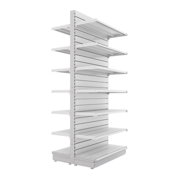 S-Mart 1000L x 2400H Double-Sided Gondola Shelving Bay with Slatwall Back Panels - Image 2