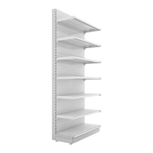 S-Mart 1000L x 2400H Single-Sided Gondola Shelving Bay with Volcano Back Panels in White - Image 2