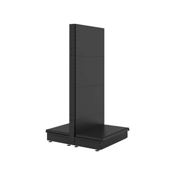 S-Mart 665L x 1500H Double-Sided Gondola Shelving Bay with Plain Back Panels - Matt Black - Image 2