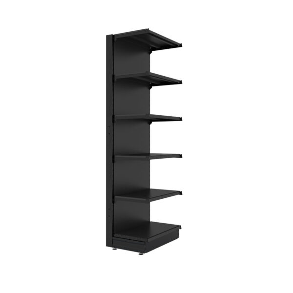 S-Mart 665L x 2100H Single-Sided Gondola Shelving Bay with Slatwall Back Panels - Matt Black - Image 2