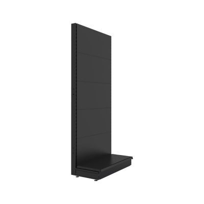 S-Mart 914L x 2100H Single-Sided Gondola Shelving Bay with Plain Back Panels - Matt Black