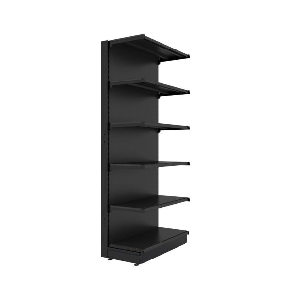 S-Mart 914L x 2100H Single-Sided Gondola Shelving Bay with Plain Back Panels - Matt Black - Image 3