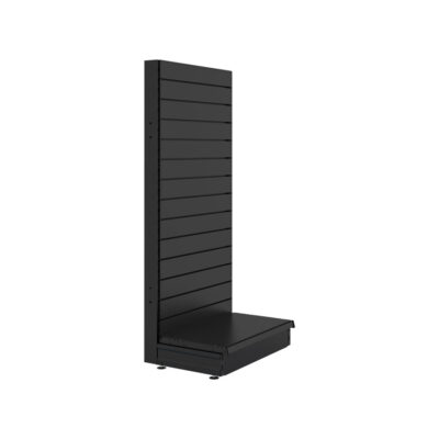 S-Mart 665L x 1500H Single-Sided Gondola Shelving Bay with Slatwall Back Panels - Matt Black