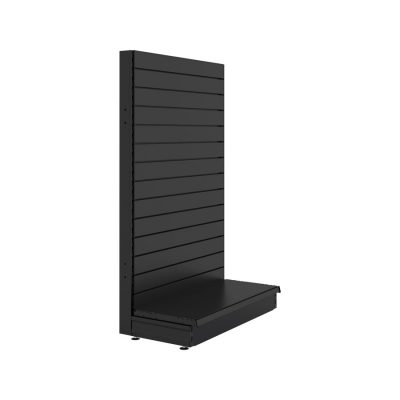 S-Mart 914L x 1500H Single-Sided Gondola Shelving Bay with Slatwall Back Panels - Matt Black