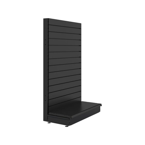 S-Mart 914L x 1500H Single-Sided Gondola Shelving Bay with Slatwall Back Panels - Matt Black