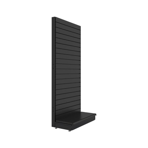 S-Mart 914L x 2100H Single-Sided Gondola Shelving Bay with Slatwall Back Panels - Matt Black