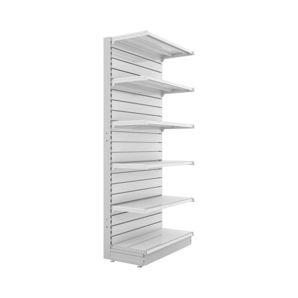 S-Mart 914L x 2100H Single-Sided Gondola Shelving Bay with Slatwall Back Panels - Image 2
