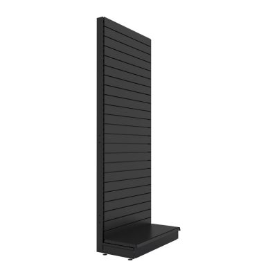S-Mart 914L x 2400H Single-Sided Gondola Shelving Bay with Slatwall Back Panels - Matt Black