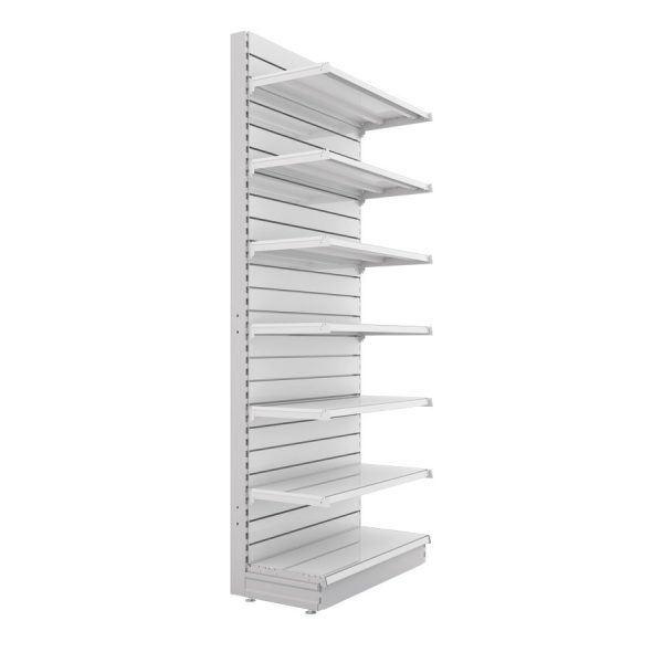 S-Mart 914L x 2400H Single-Sided Gondola Shelving Bay with Slatwall Back Panels - Image 2