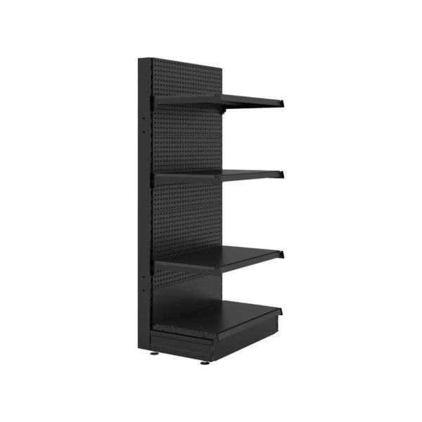 S-Mart 665L x 1500H Single-Sided Gondola Shelving Bay with Volcano Back Panels - Matt Black - Image 3