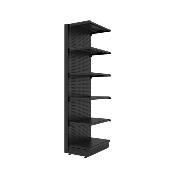 S-Mart 665L x 2100H Single-Sided Gondola Shelving Bay with Volcano Back Panels - Matt Black - Image 2