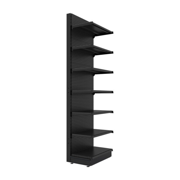 S-Mart 665L x 2400H Single-Sided Gondola Shelving Bay with Volcano Back Panels - Matt Black - Image 3