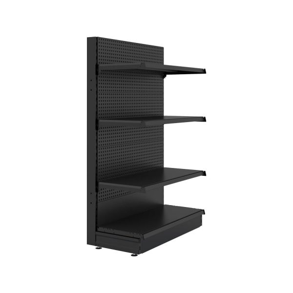 S-Mart 914L x 1500H Single-Sided Gondola Shelving Bay with Volcano Back Panels - Matt Black - Image 2