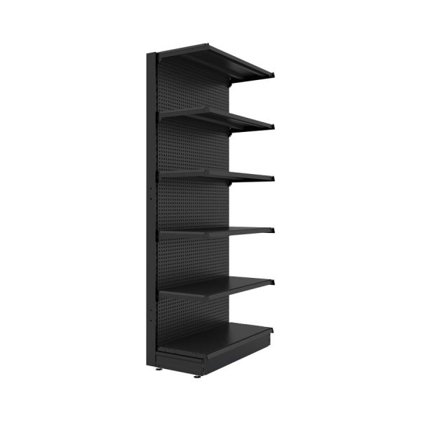 S-Mart 914L x 2100H Single-Sided Gondola Shelving Bay with Volcano Back Panels - Matt Black - Image 2