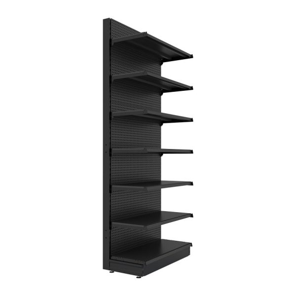 S-Mart 914L x 2400H Single-Sided Gondola Shelving Bay with Volcano Back Panels - Matt Black - Image 2