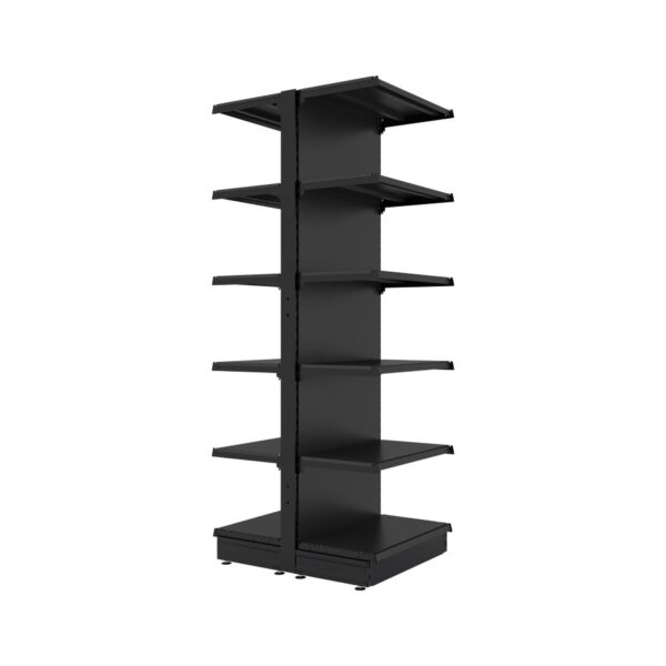 S-Mart 665L x 2100H Double-Sided Gondola Shelving Bay with Plain Back Panels - Matt Black - Image 2