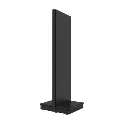 S-Mart 665L x 2400H Double-Sided Gondola Shelving Bay with Plain Back Panels - Matt Black