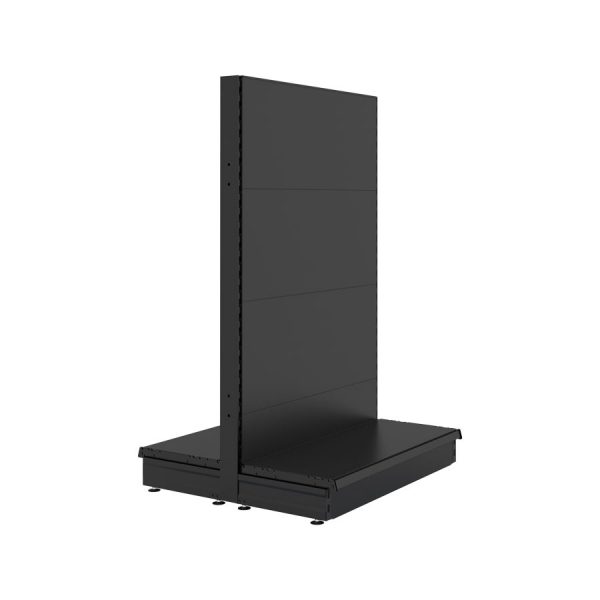S-Mart 914L x 1500H Double-Sided Gondola Shelving Bay with Plain Back Panels - Matt Black