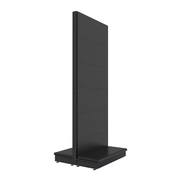 S-Mart 914L x 2400H Double-Sided Gondola Shelving Bay with Plain Back Panels - Matt Black