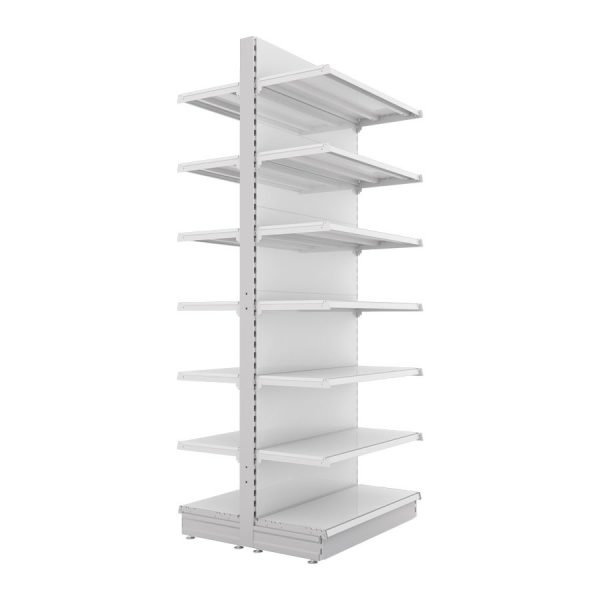 S-Mart 914L x 2400H Double-Sided Gondola Shelving Bay with Plain Back Panels - Image 2