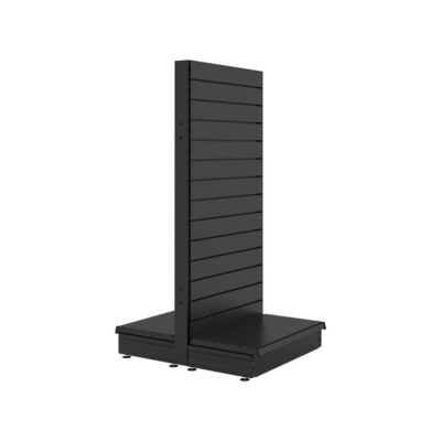 S-Mart 665L x 1500H Double-Sided Gondola Shelving Bay with Slatwall Back Panels - Matt Black