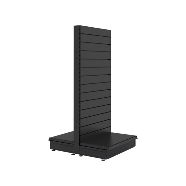 S-Mart 665L x 1500H Double-Sided Gondola Shelving Bay with Slatwall Back Panels - Matt Black