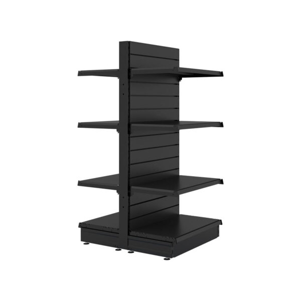 S-Mart 665L x 1500H Double-Sided Gondola Shelving Bay with Volcano Back Panels - Matt Black - Image 2