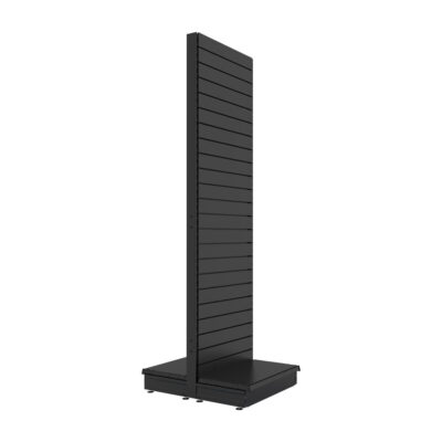 S-Mart 665L x 2400H Double-Sided Gondola Shelving Bay with Slatwall Back Panels - Matt Black