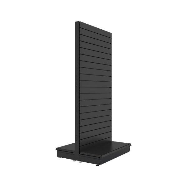 S-Mart 914L x 2100H Double-Sided Gondola Shelving Bay with Slatwall Back Panels - Matt Black