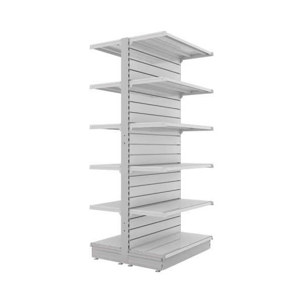 S-Mart 914L x 2100H Double-Sided Gondola Shelving Bay with Slatwall Back Panels - Image 2
