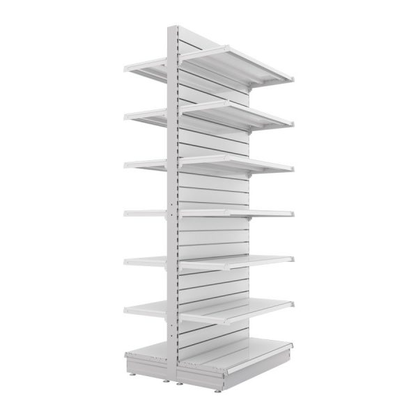 S-Mart 914L x 2400H Double-Sided Gondola Shelving Bay with Slatwall Back Panels - Image 2
