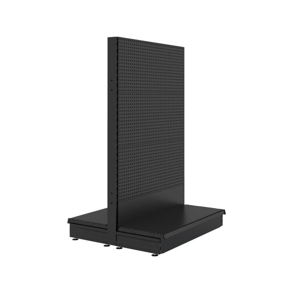 S-Mart 914L x 1500H Double-Sided Gondola Shelving Bay with Volcano Back Panels - Matt Black
