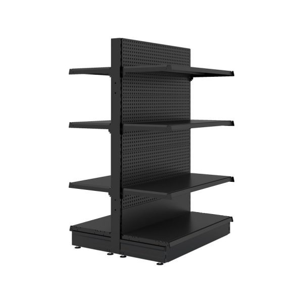 S-Mart 914L x 1500H Double-Sided Gondola Shelving Bay with Volcano Back Panels - Matt Black - Image 2