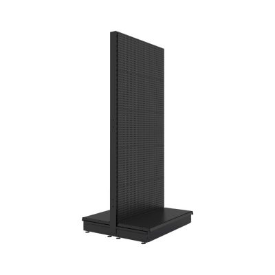 S-Mart 914L x 2100H Double-Sided Gondola Shelving Bay with Volcano Back Panels - Matt Black