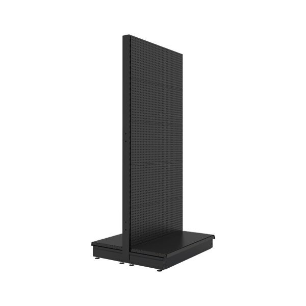 S-Mart 914L x 2100H Double-Sided Gondola Shelving Bay with Volcano Back Panels - Matt Black