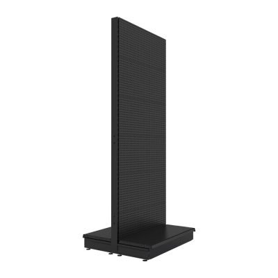 S-Mart 914L x 2400H Double-Sided Gondola Shelving Bay with Volcano Back Panels - Matt Black