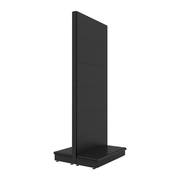 S-Mart 914L x 2400H Double-Sided Gondola Shelving Bay with Volcano Back Panels - Matt Black
