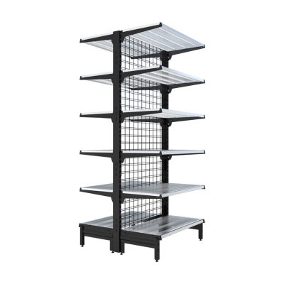 S-Mart 914L x 2210H Double-Sided Gondola Shelving Bay with Mesh Backpanel