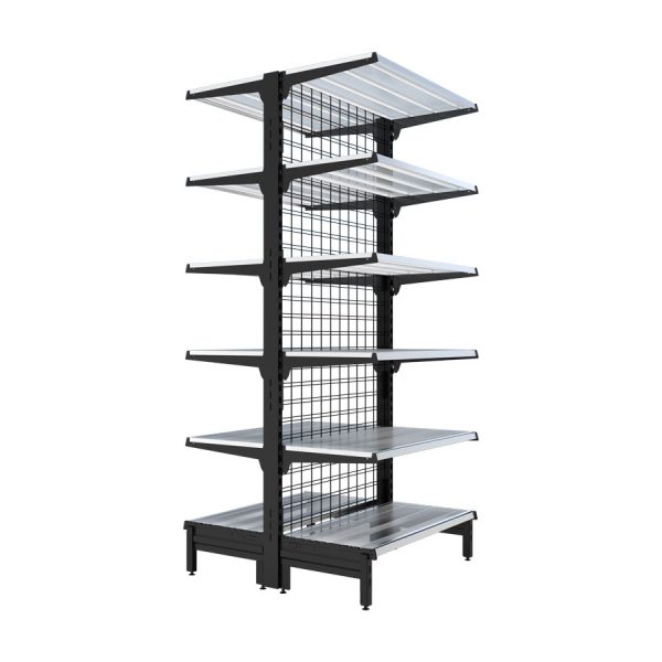 S-Mart 914L x 2210H Double-Sided Gondola Shelving Bay with Mesh Backpanel