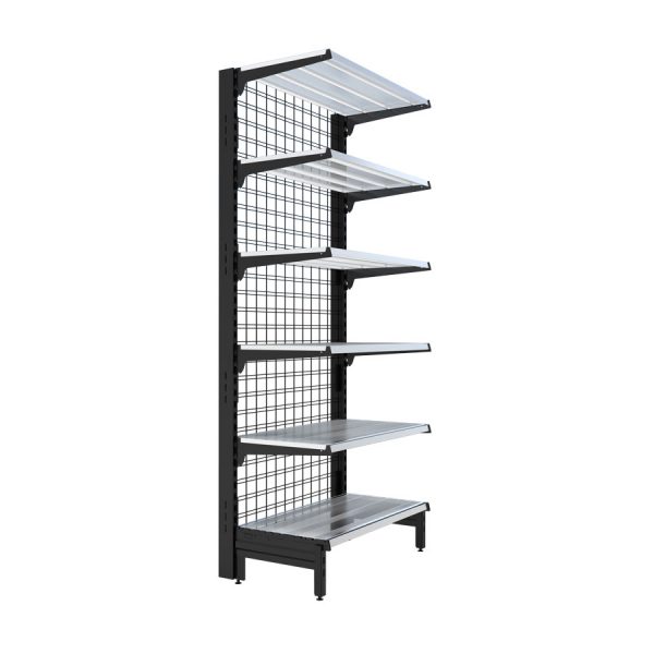 S-Mart 914L x 2210H Single-Sided Wall Shelving Bay with Mesh Backpanel