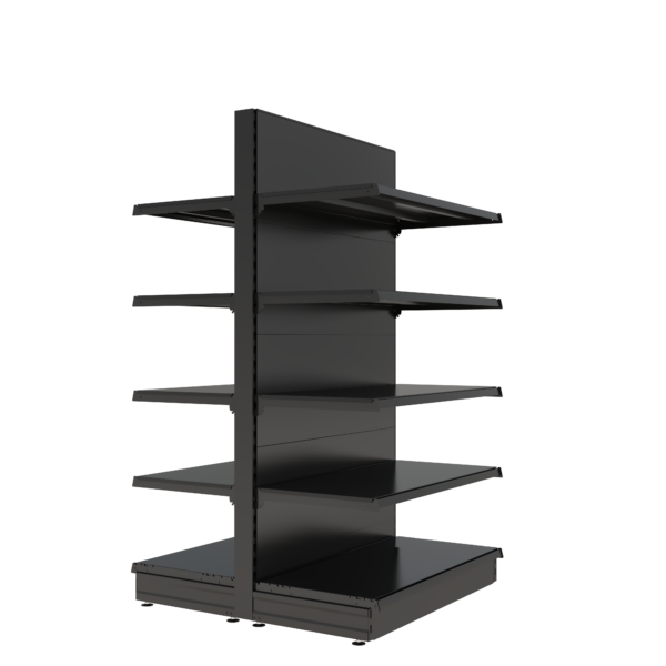 S-Mart 1000L x 1800H Double-Sided Gondola Shelving Bay with Plain Back Panels in Black - Image 2