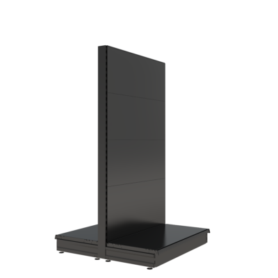 S-Mart 1000L x 1800H Double-Sided Gondola Shelving Bay with Plain Back Panels in Black