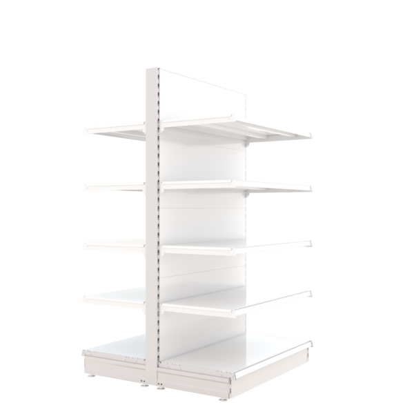 S-Mart 1000L x 1800H Double-Sided Gondola Shelving Bay with Plain Back Panels in White - Image 2