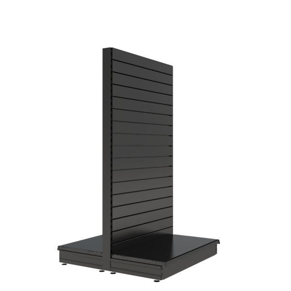 S-Mart 1000L x 1800H Double-Sided Gondola Shelving Bay with Slatwall Back Panels in Black