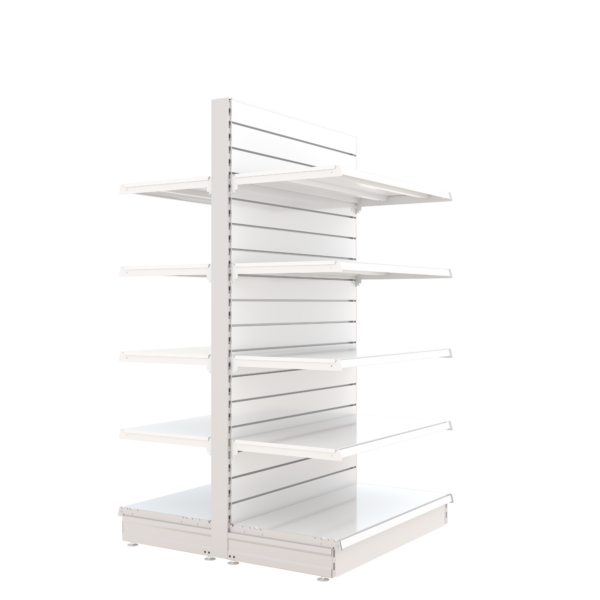 S-Mart 1000L x 1800H Double-Sided Gondola Shelving Bay with Slatwall Back Panels in White - Image 2