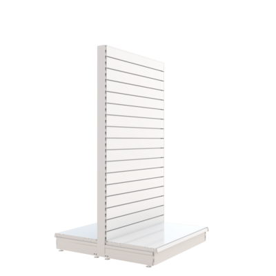 S-Mart 1000L x 1800H Double-Sided Gondola Shelving Bay with Slatwall Back Panels in White